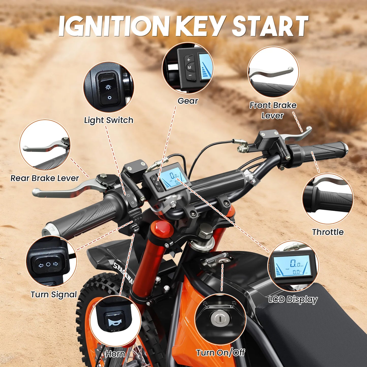 3500W Central Motor Full Suspension Electric Mountain EBike 48V Hydraulic Disc Brake 14/12" Wheels Off-Road Dirt Bike