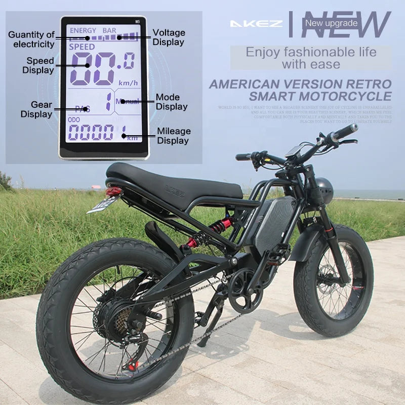 Fast Speed Retro 1500W Downhill Cruiser Sports Off Road Ebike 20 Inch MTB Rtr Electric Fat Tire Dirt E Bike