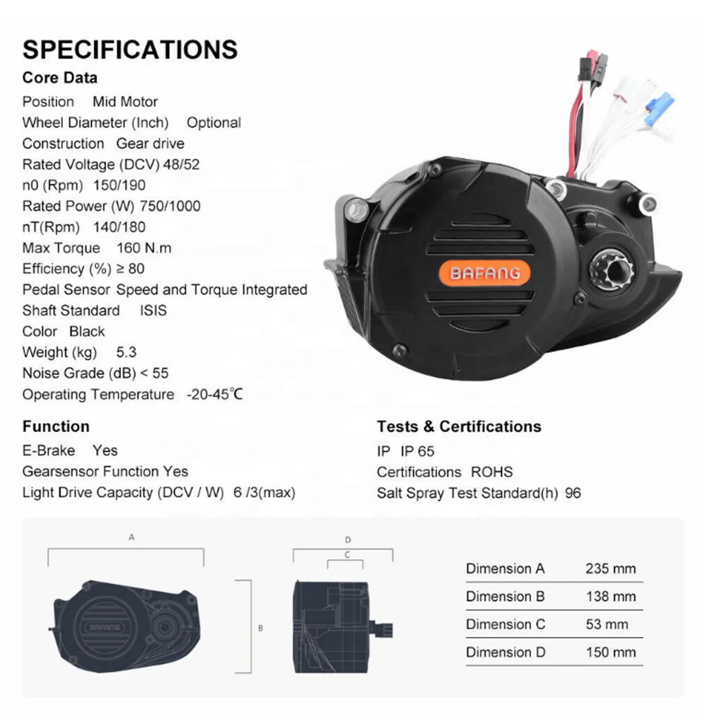 2026 Newest Third Version Bafang G510 M620 Ultra 48V 52V 1000W Bare Motor for Full Suspension Ebike