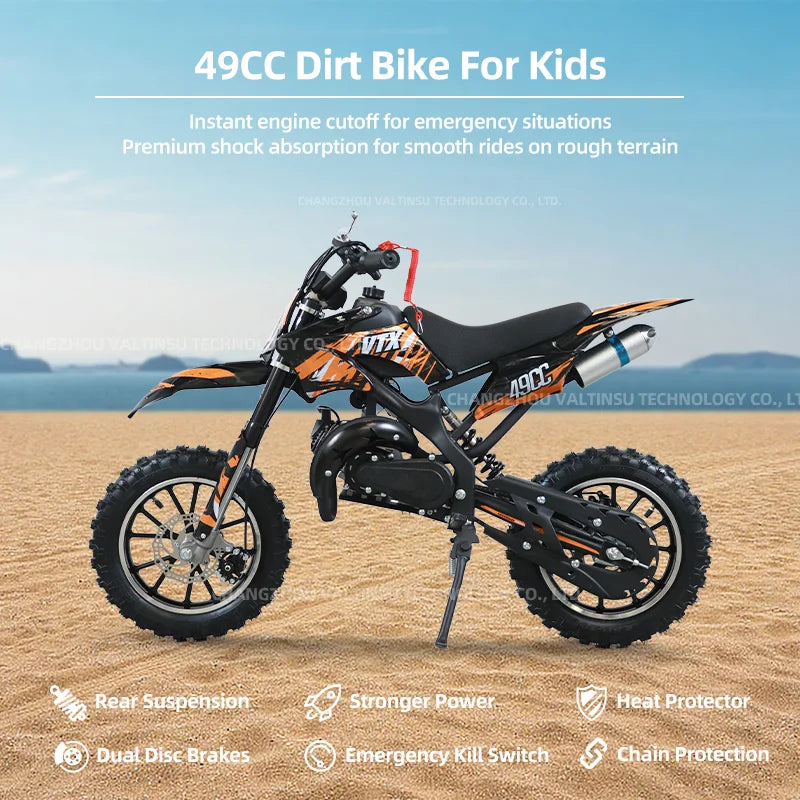 Hot Sale 49Cc Mini 2 Stroke Pull Start Pit Bike Off-Road Motorbike Gasoline Dirt Bike for Children