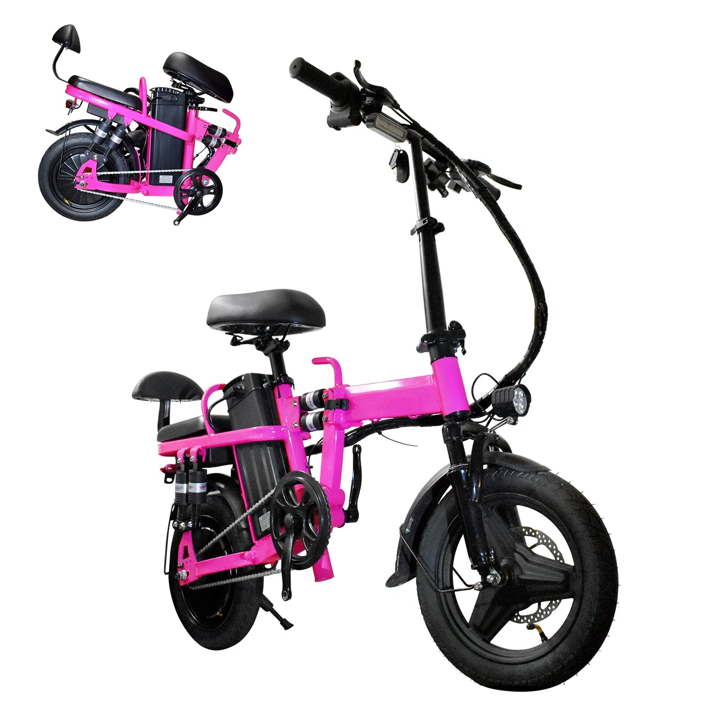 Free Shipping From US Warehouse Ebike for 500W 14-inch Foldable Electric Scooter Electric Bicycle Available in Multiple Colours.