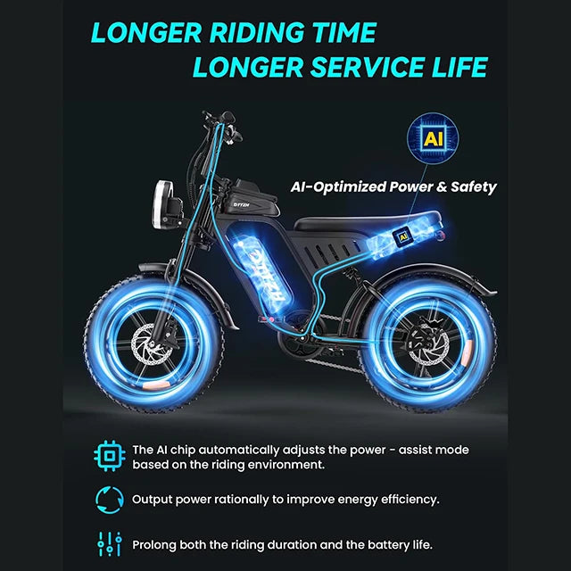 US  Stock DTTZH F6 EBike E Mountain Electric Fat Tire 48V 15Ah E-bike Electric Dirt Mountain E Bike Cycle Bicycle Ebike E-Bike