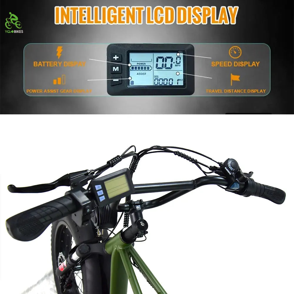 USA Stock 1000W13Ah Adult Electric Bicycle 48V Retro Pedal Assisted Electric Bike Fat Snow Mountain Ebike