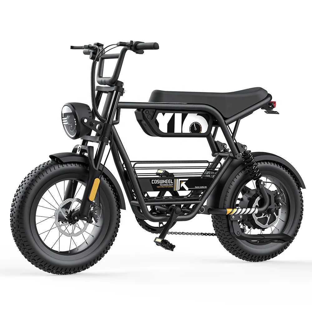Coswheel Y16 Poland Warehouse Electric Bicycle 16 Inch 100KM Range Ebike 1000W 48V 2 Person Electric Bike for Food Delivery