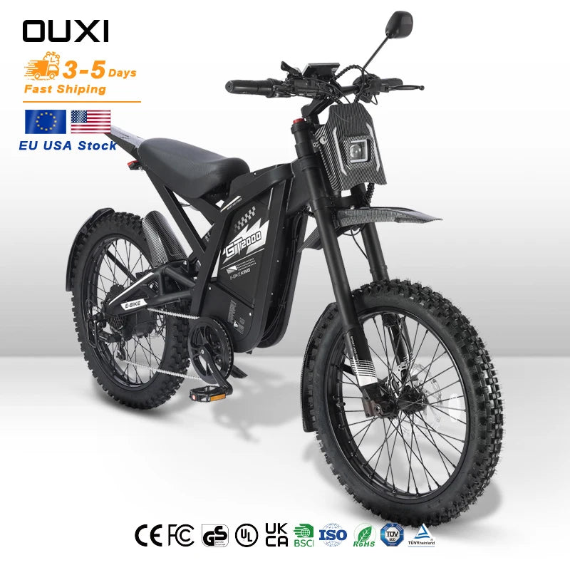 USA Free Shipping Electric Mountain Bike 250W 48V Full Suspension Lithium Hub Motor Disc Brake Off Road Dirt Ebike GT2000